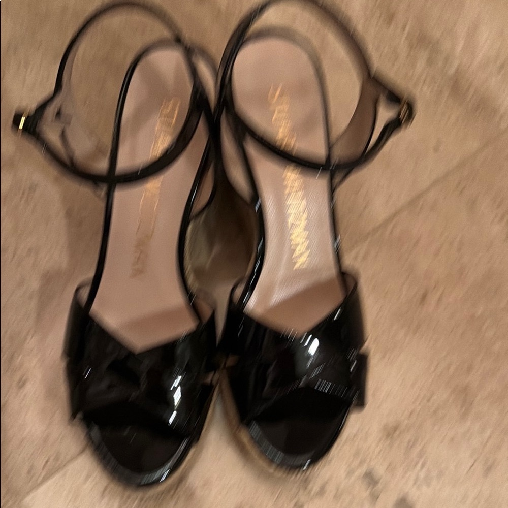 Patent Black Women's Slingback Sandals - Unknown Brand